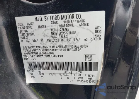 2008 Ford F-250 Xlt из США, поврежденный, VIN 1FTSX21598EB49113